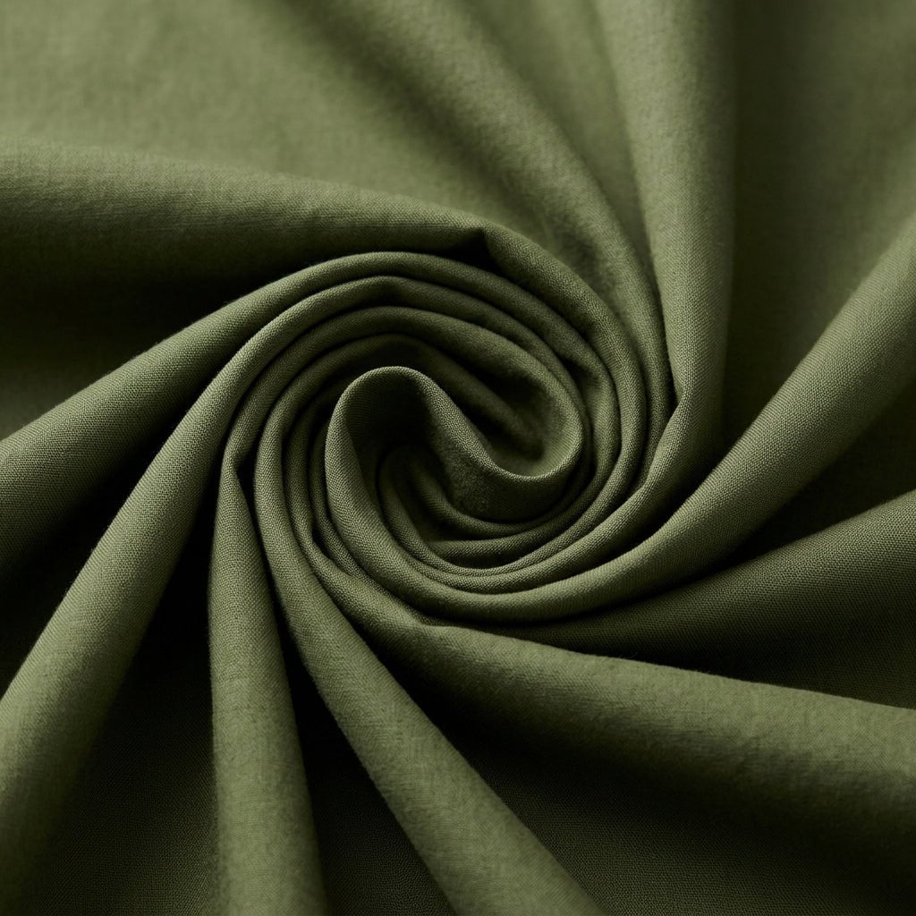 Olive Green cotton fabric close-up
