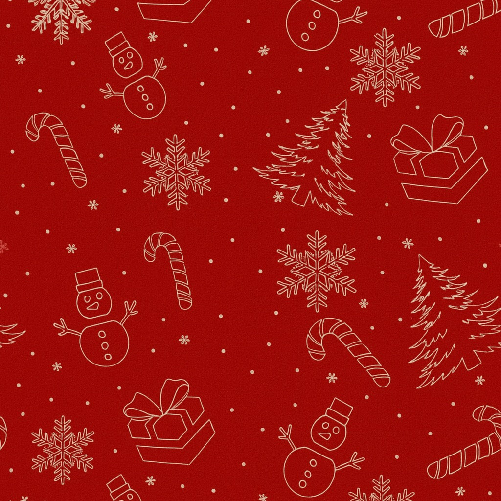 Classic Christmas Sketch Print in Cotton