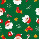 Santa and Stockings Print in Cotton