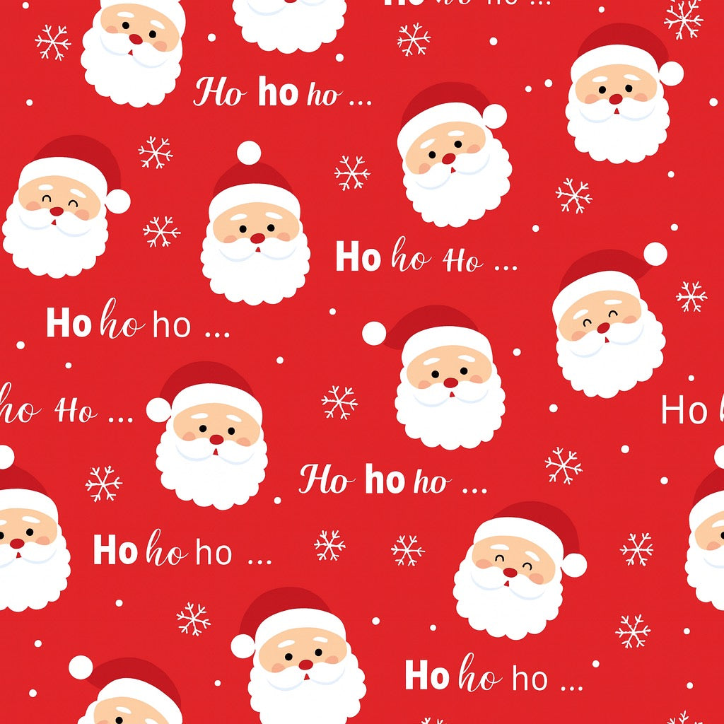 Ho Ho Ho Santa cotton fabric for festive night suits, Christmas pajamas and December lounging.
