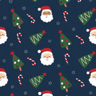 Santa and Trees Print in Cotton