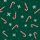 Candy Cane Snow Print in Cotton for Christmas