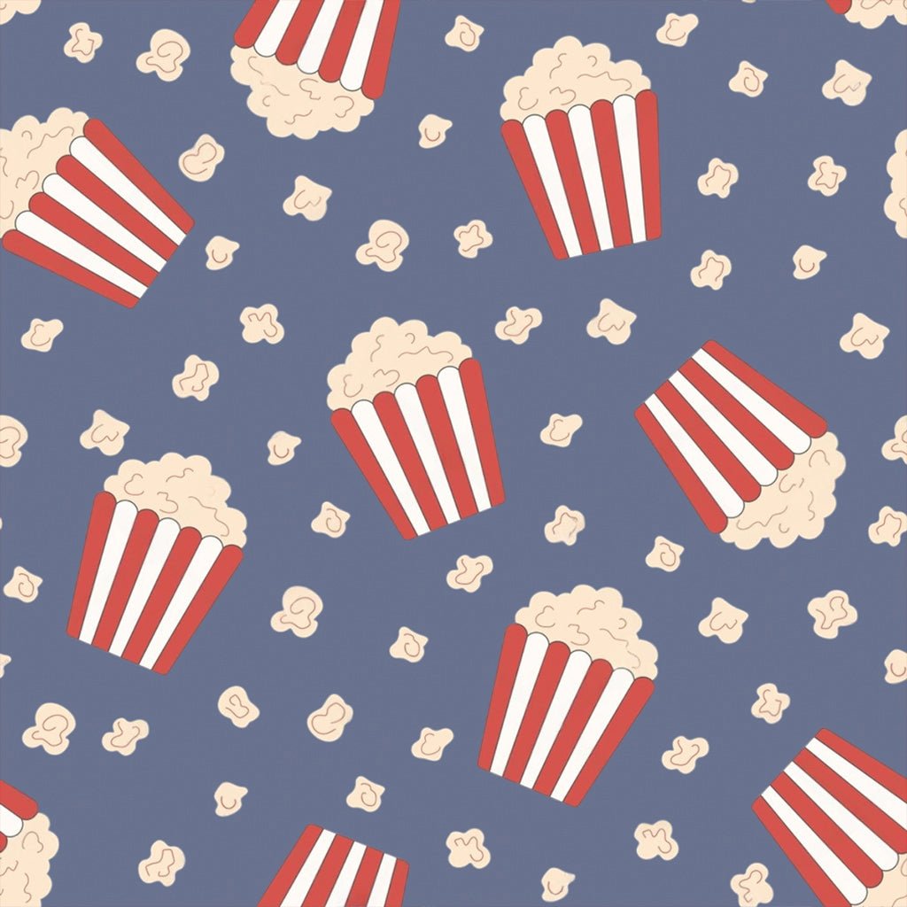 Popcorn themed fabric print inspired by movie nights for cozy pajama wear