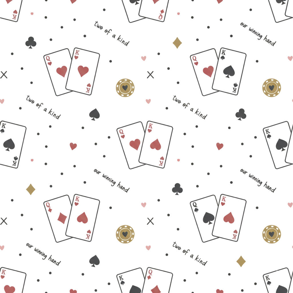 Playing card inspired fabric print symbolising pairs and balance for pajamas