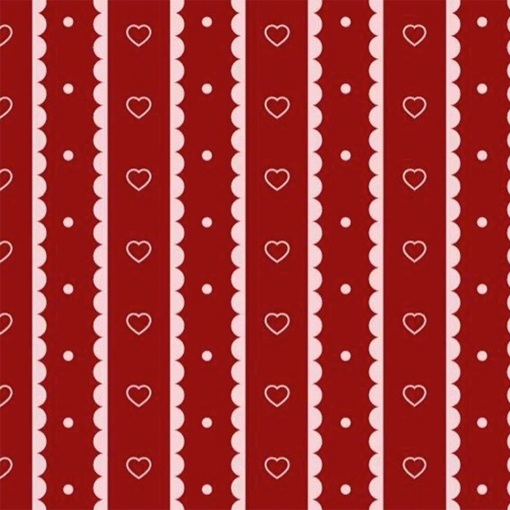 Scalloped border fabric print with heart accents for elegant nightwear