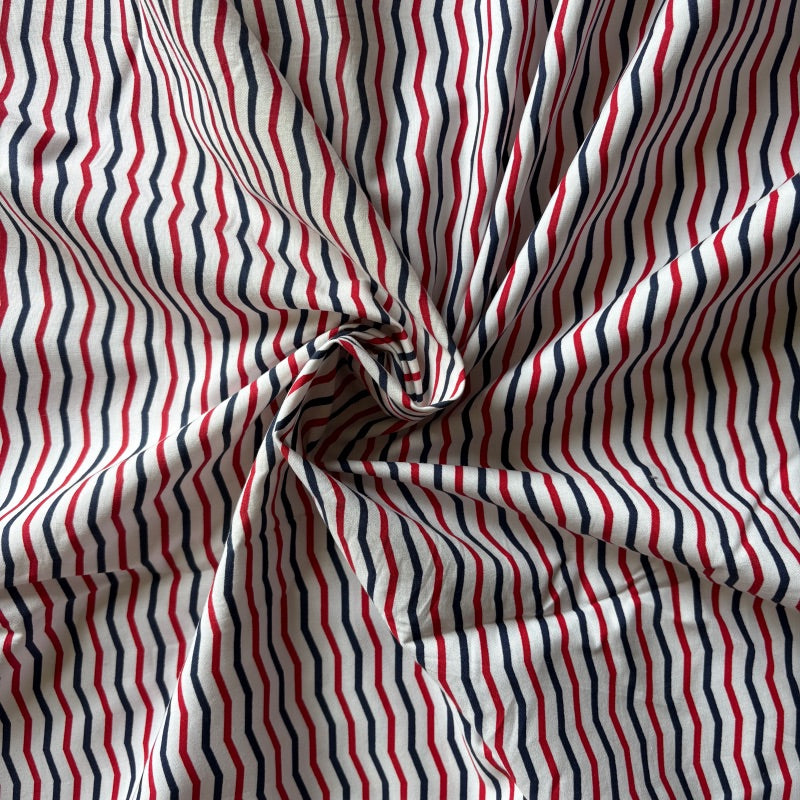 Red and Navy Zigzag in Cotton