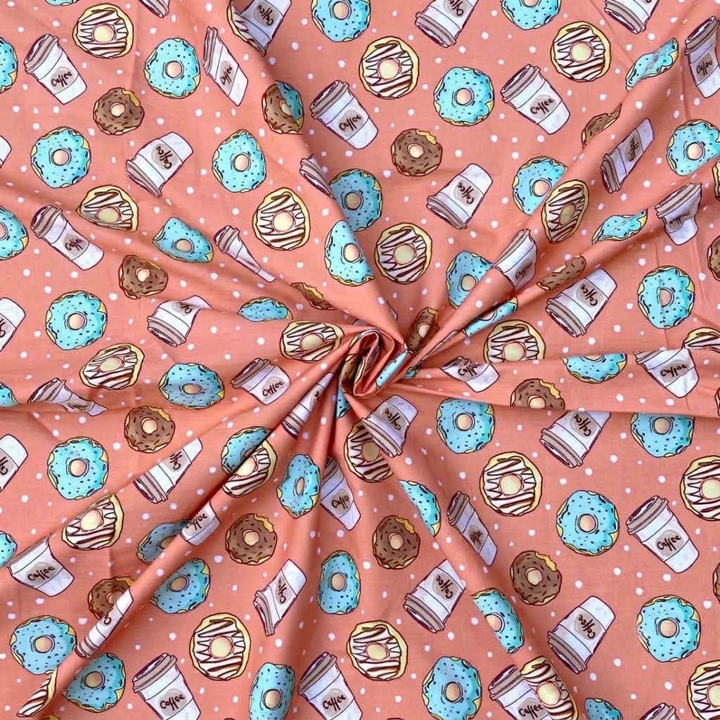 Donut Coffee matching full-sleeve night suit for mom and daughter, styled together