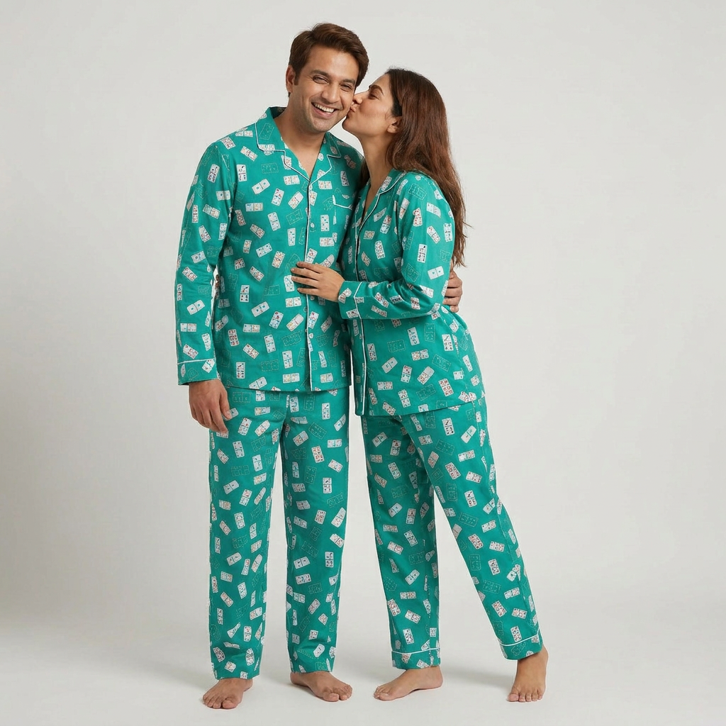 The two of you twinning in Ace of Dreams night suit by Pajama Tribe