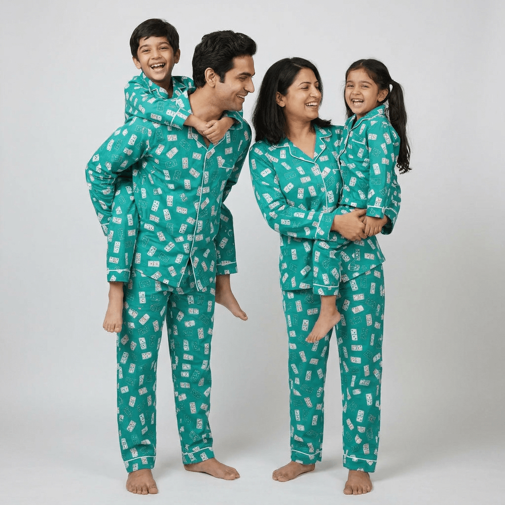 Matching Ace Of Dreams full-sleeve night suit for mom, dad and the kids
