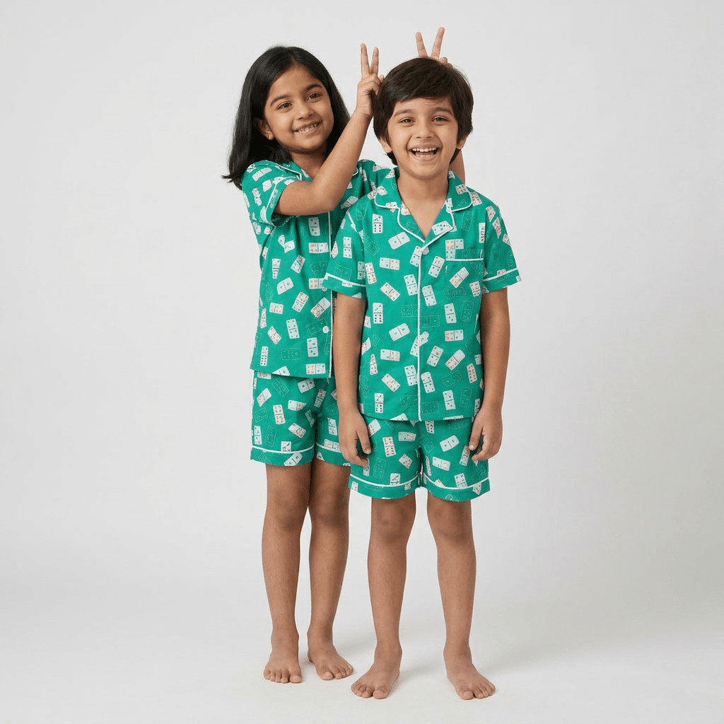 Matching Ace Of Dreams shorts set for big sib and little sib