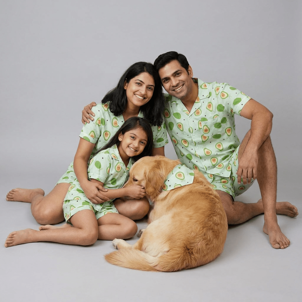 Pajama Tribe Avocado family night suit set