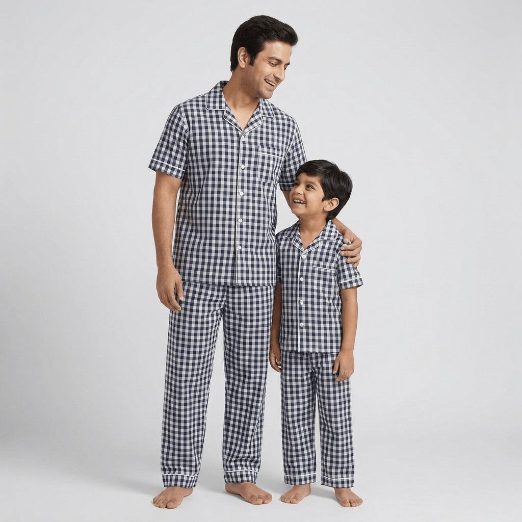Pajama Tribe Black Gingham daddy and me pajama set