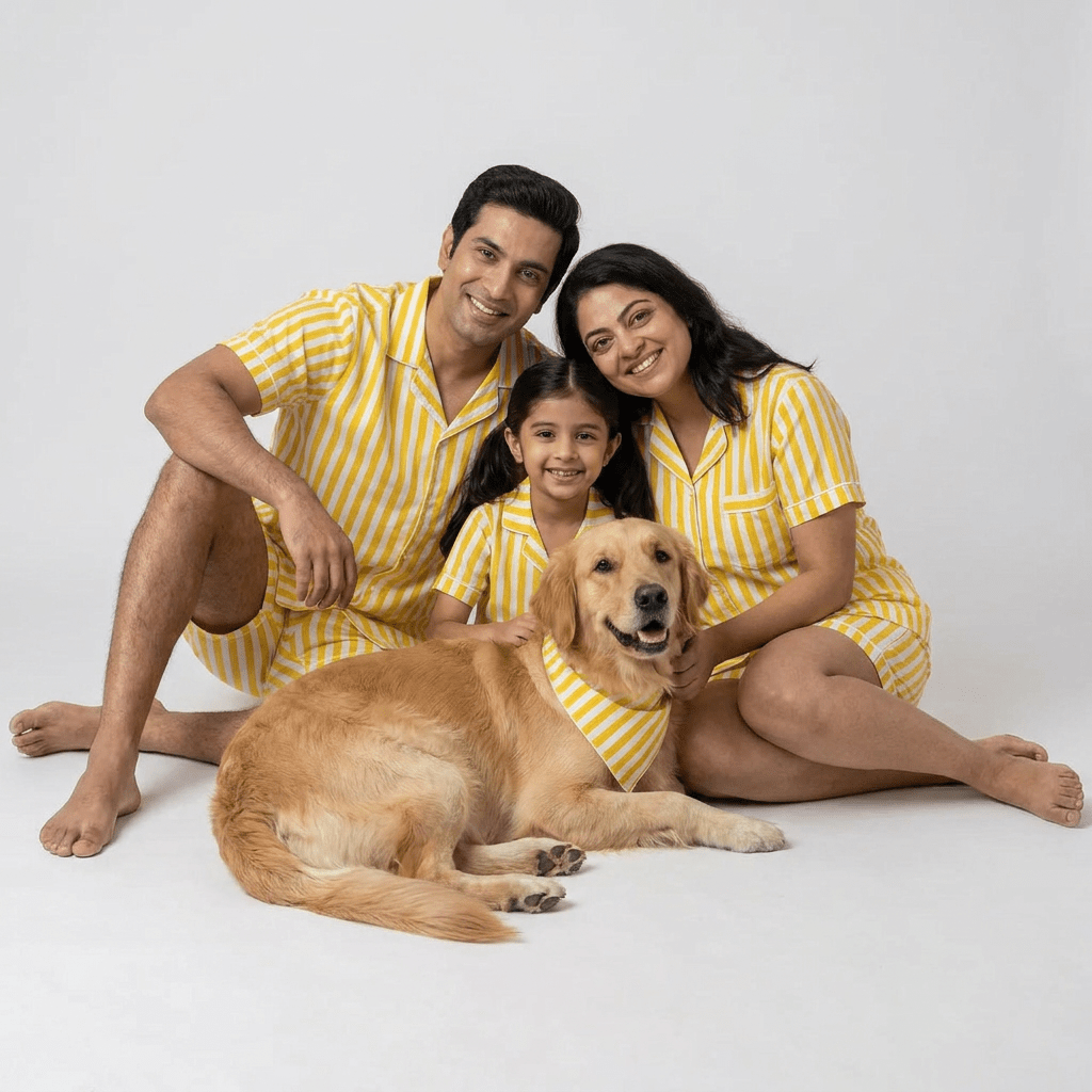 Pajama Tribe Yellow Bold Stripes Pet matching family pajamas