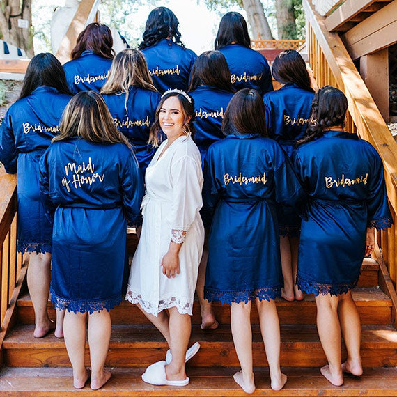 Bridal shoot in matching robes