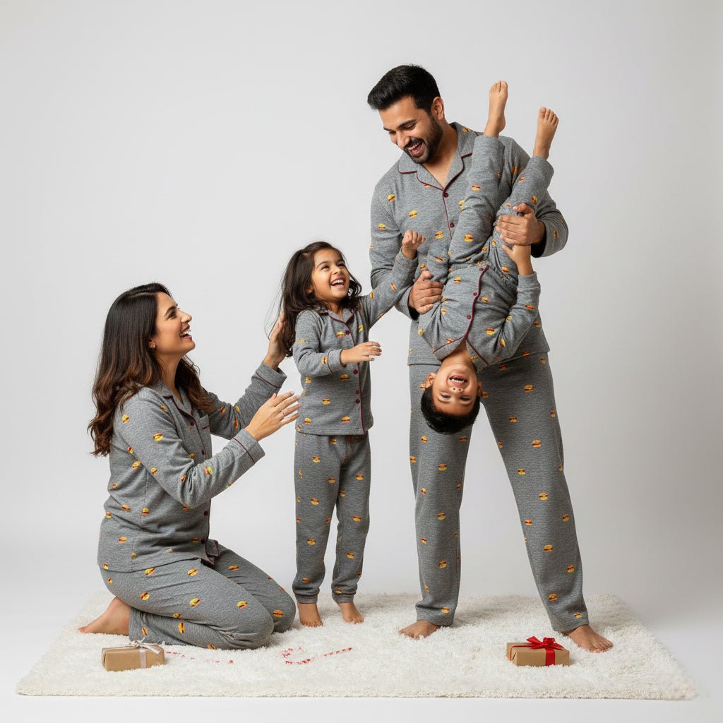 Pajama Tribe Burger Lovers Flannel matching family pajamas