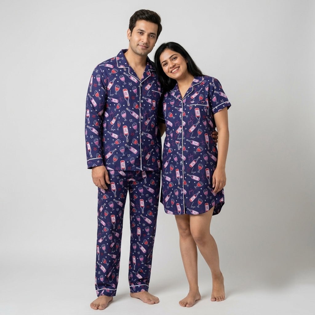 Celebrations couple night suit worn together