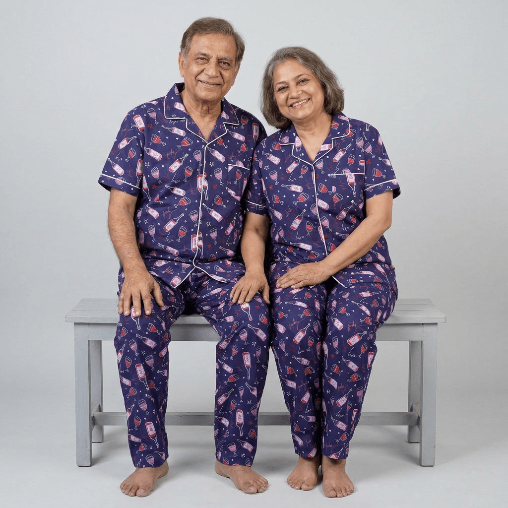 Celebrations grandparents matching night suit worn together