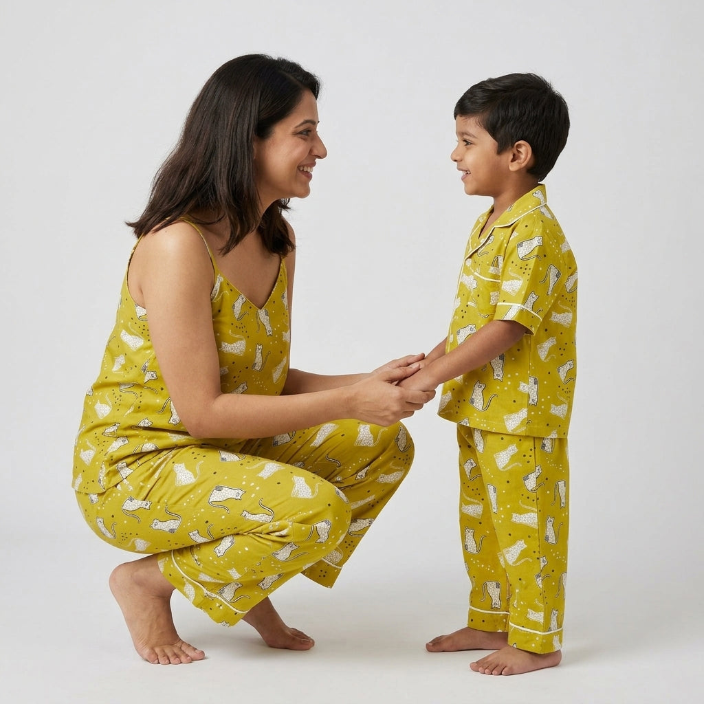 Cheetah Tribe mother son night suit worn together