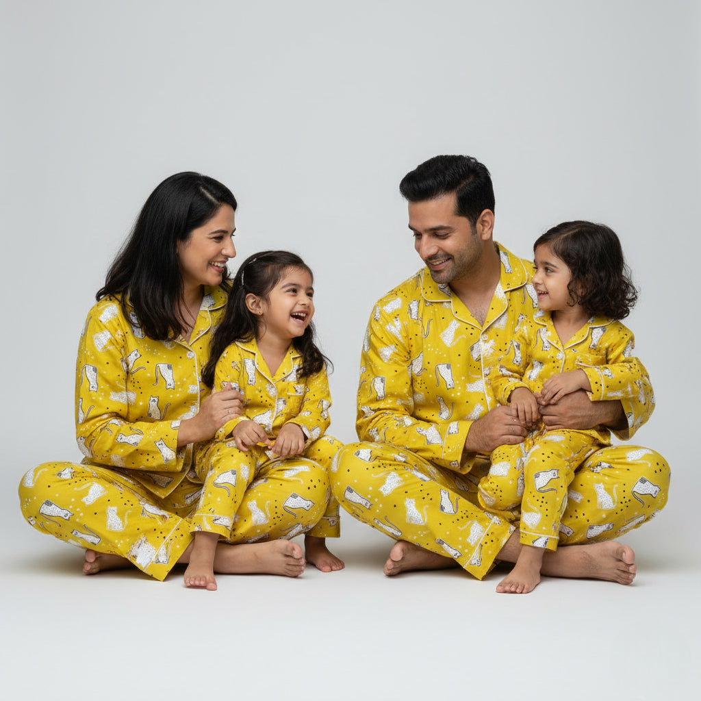 Cheetah Tribe animal print family matching pajamas in cotton