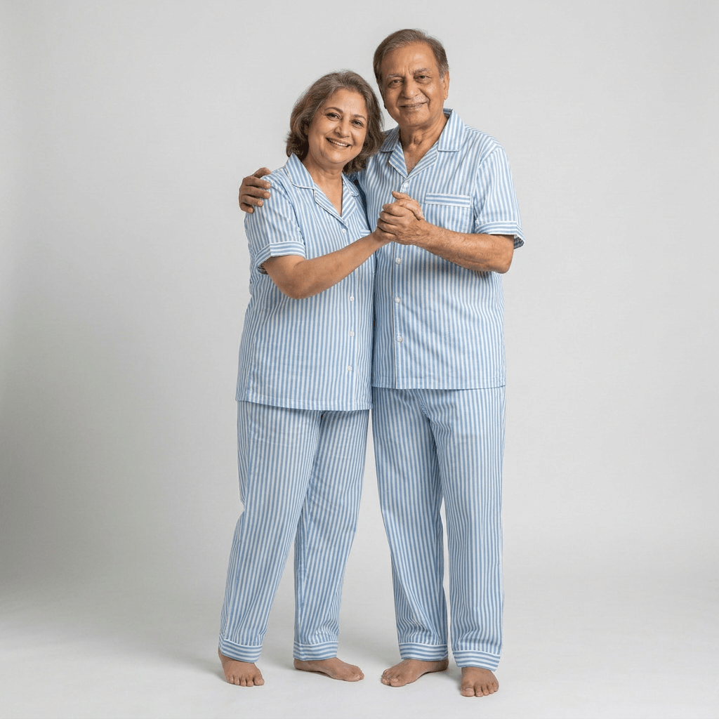 Pajama Tribe Aqua Blue Stripes dada dadi matching night suit
