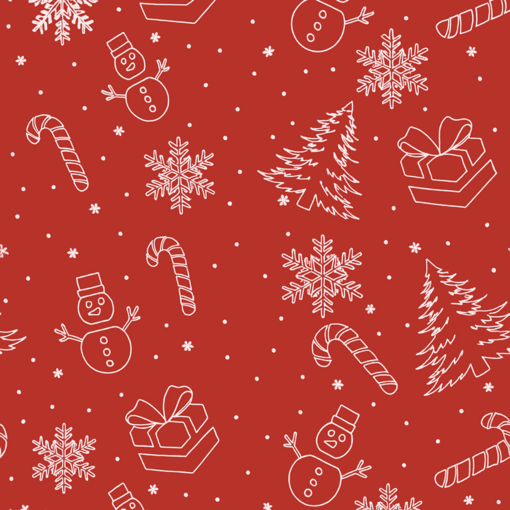 Classic Christmas sketch cotton fabric for festive night suits, elegant holiday pajamas and gifting.