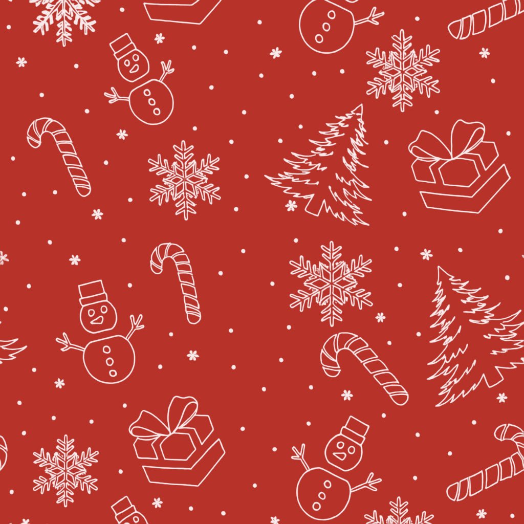 Classic Christmas sketch cotton fabric for festive night suits, elegant holiday pajamas and gifting.