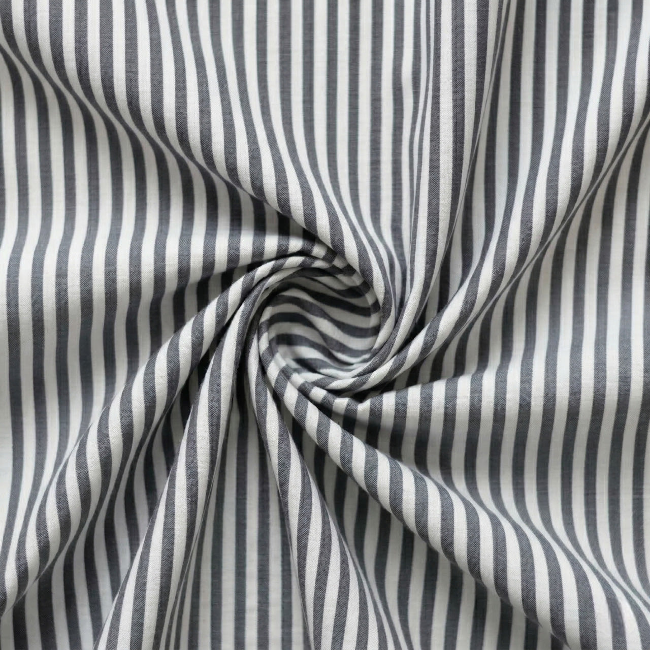 Striped fabric with grey and white horizontal stripes