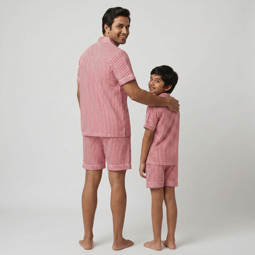 Pajama Tribe Red Stripes dad and son matching pajamas