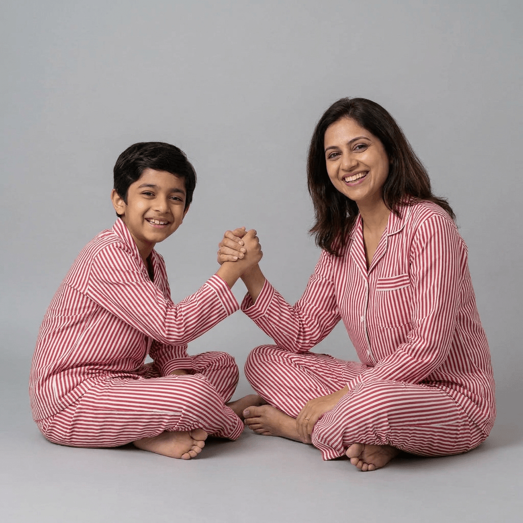 Pajama Tribe Red Stripes mommy and me night suit