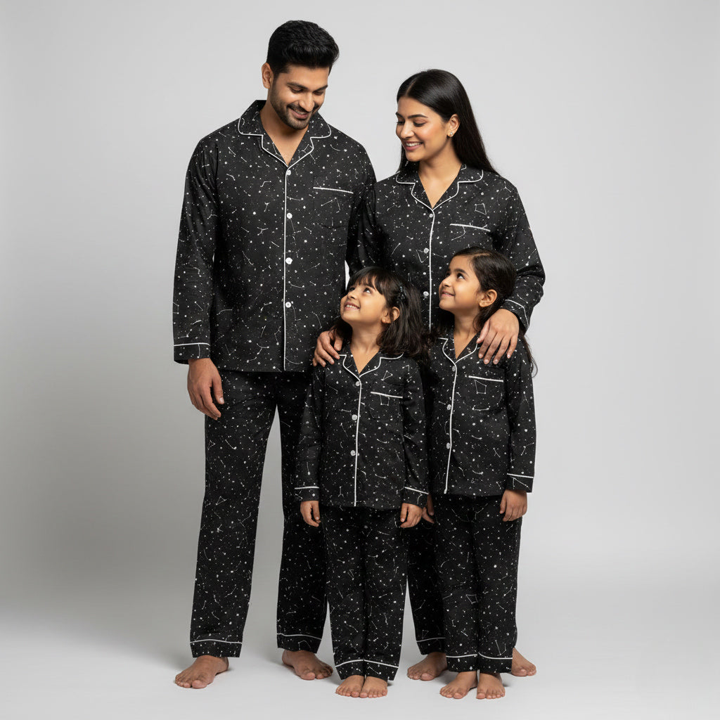 Constellation print family bedtime pajamas in cotton