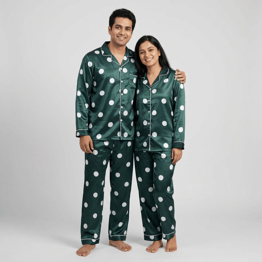 Disco Frenzy matching full-sleeve night suit for the two of you, styled together