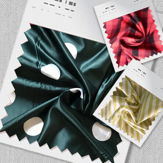 Fabric swatches with classic stripes, checks and polka dots for loungewear