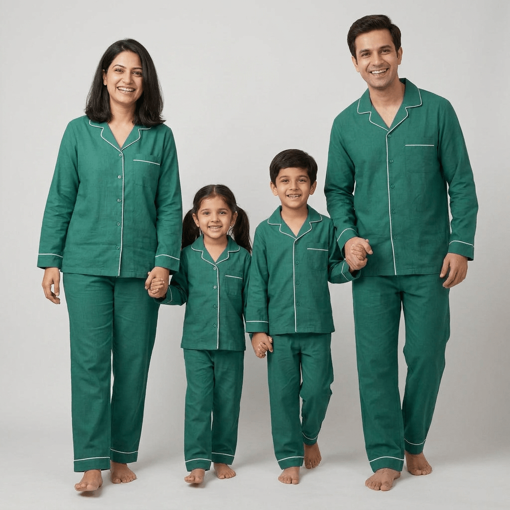 Pajama Tribe Emerald Green matching family pajamas
