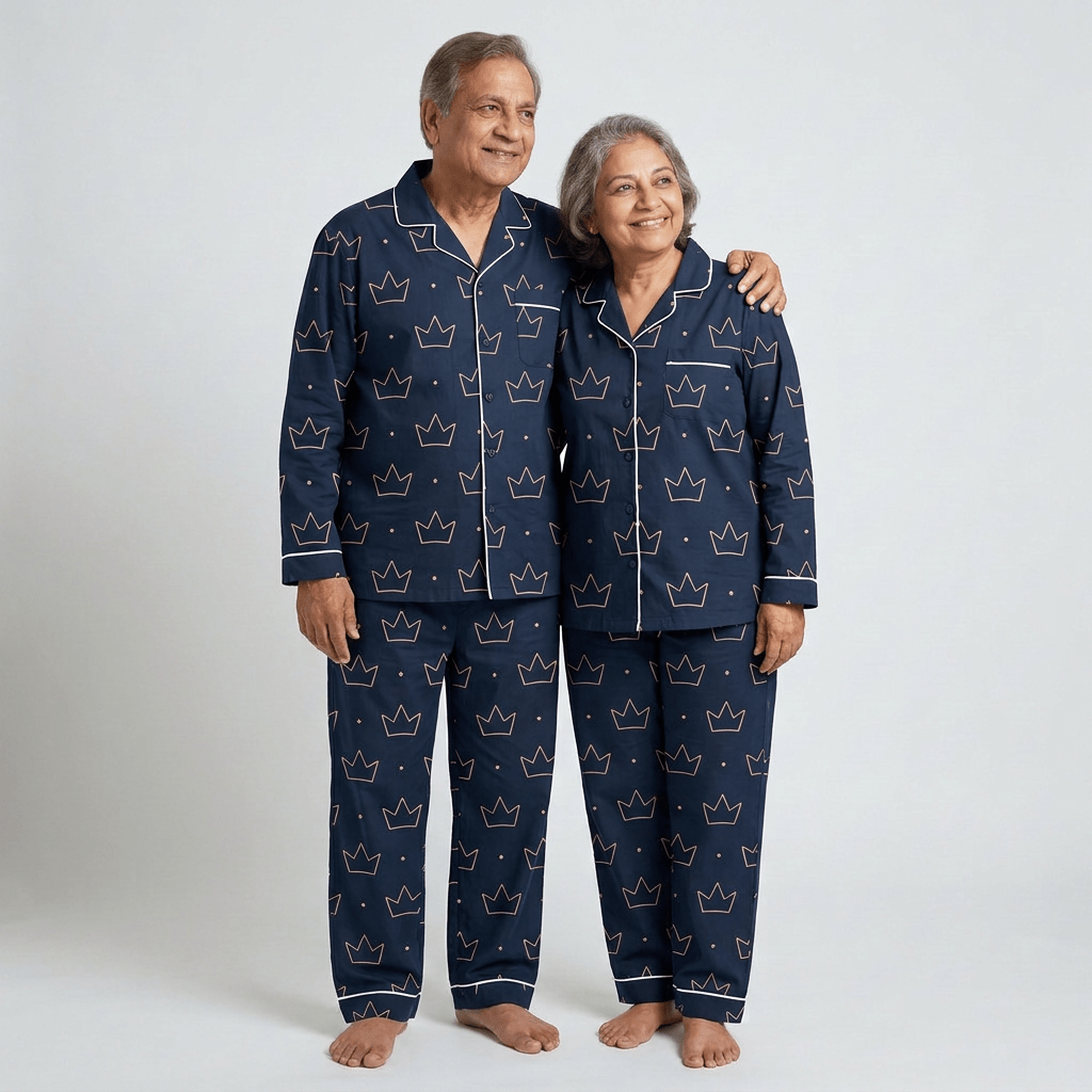 Everyday Royalty Crown grandparents matching night suit worn together