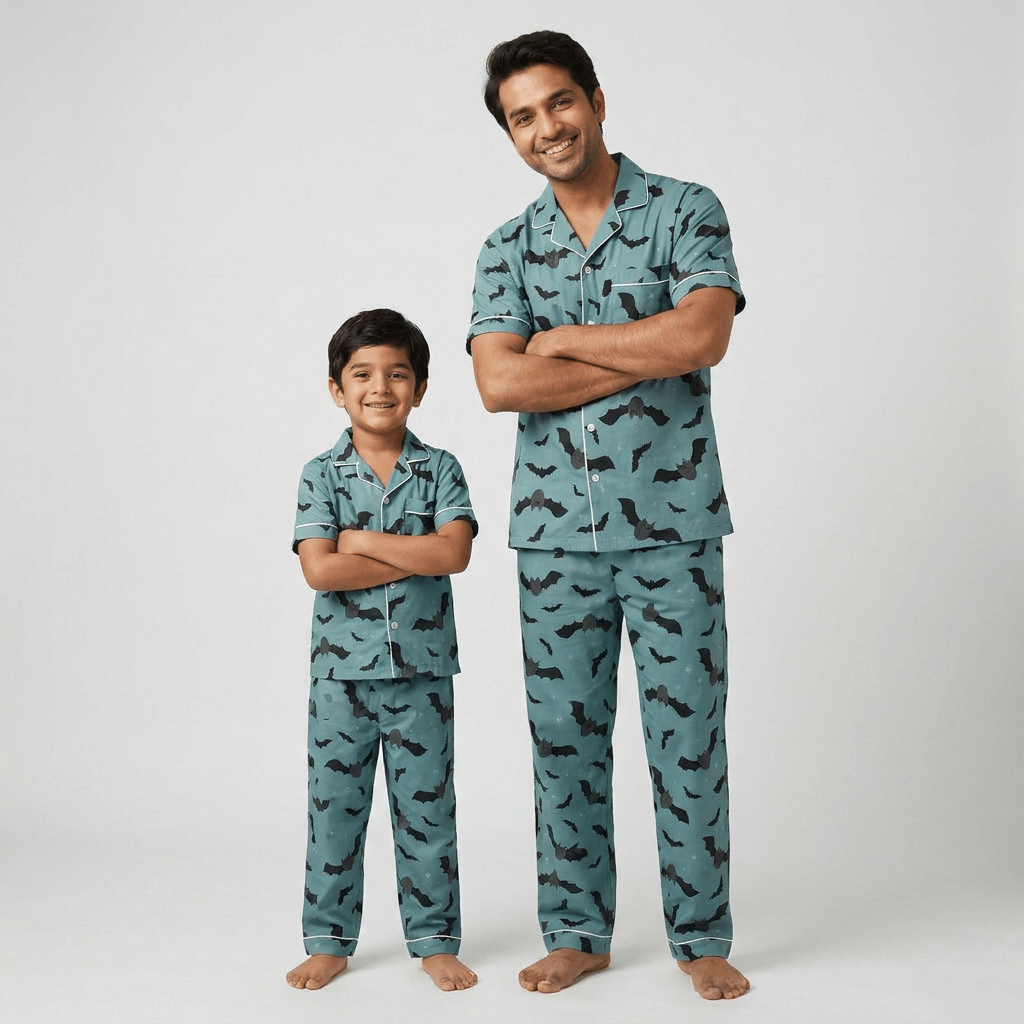 Flying Bats father son night suit worn together
