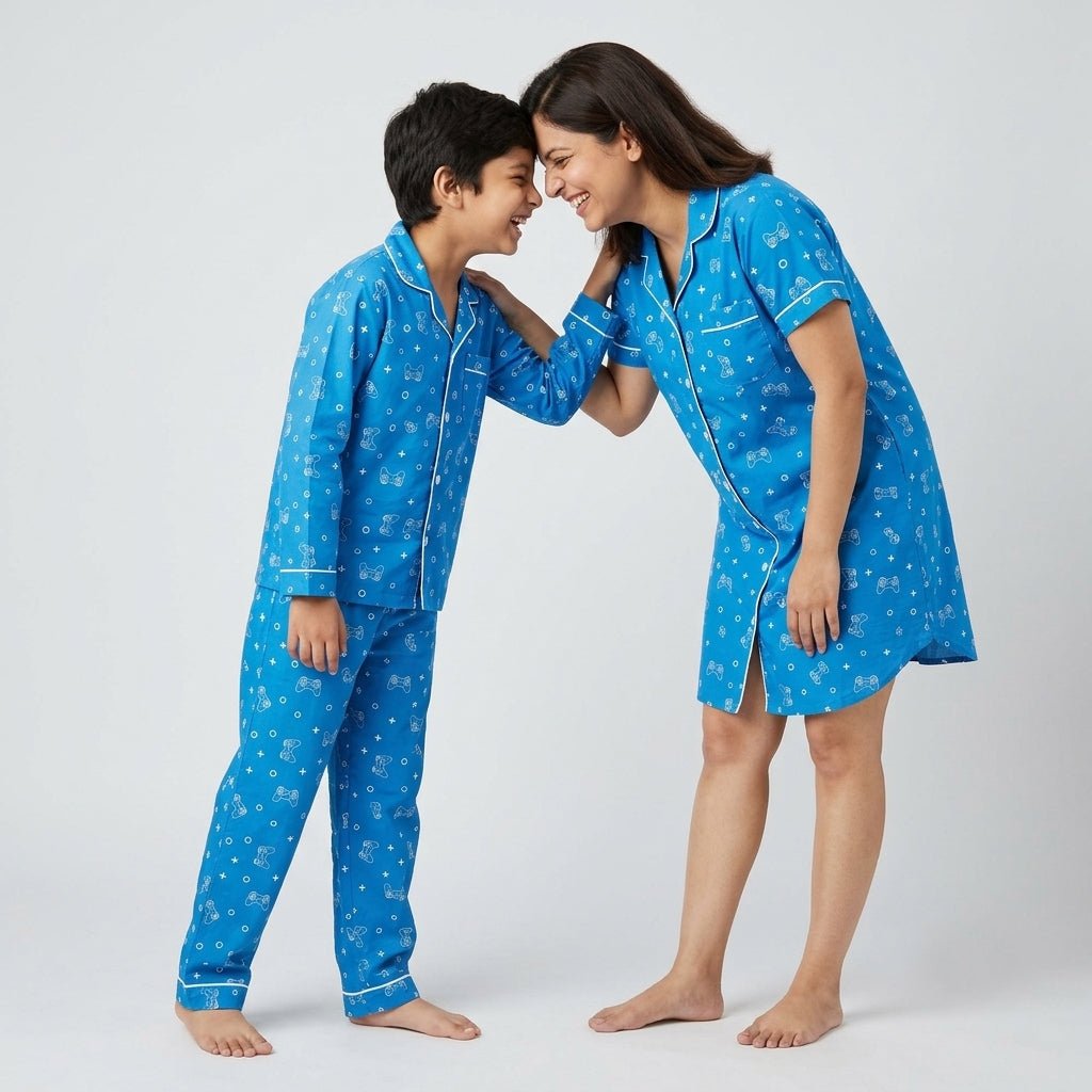 Matching Gamer Dreamer shorts set for mum and her boy