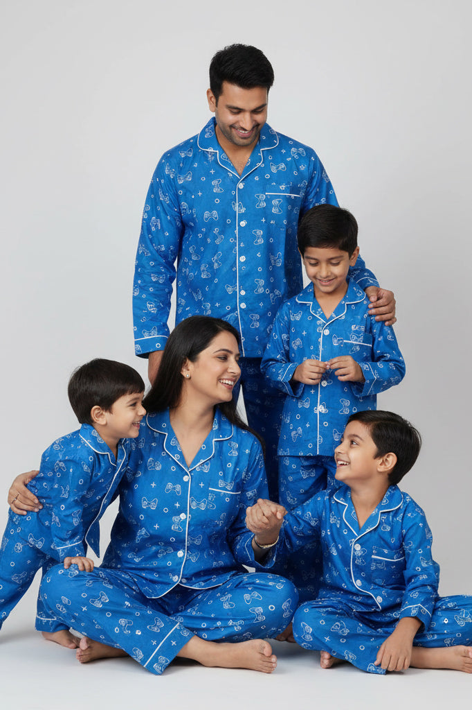 Gamer dreamer print family nightwear pajama set