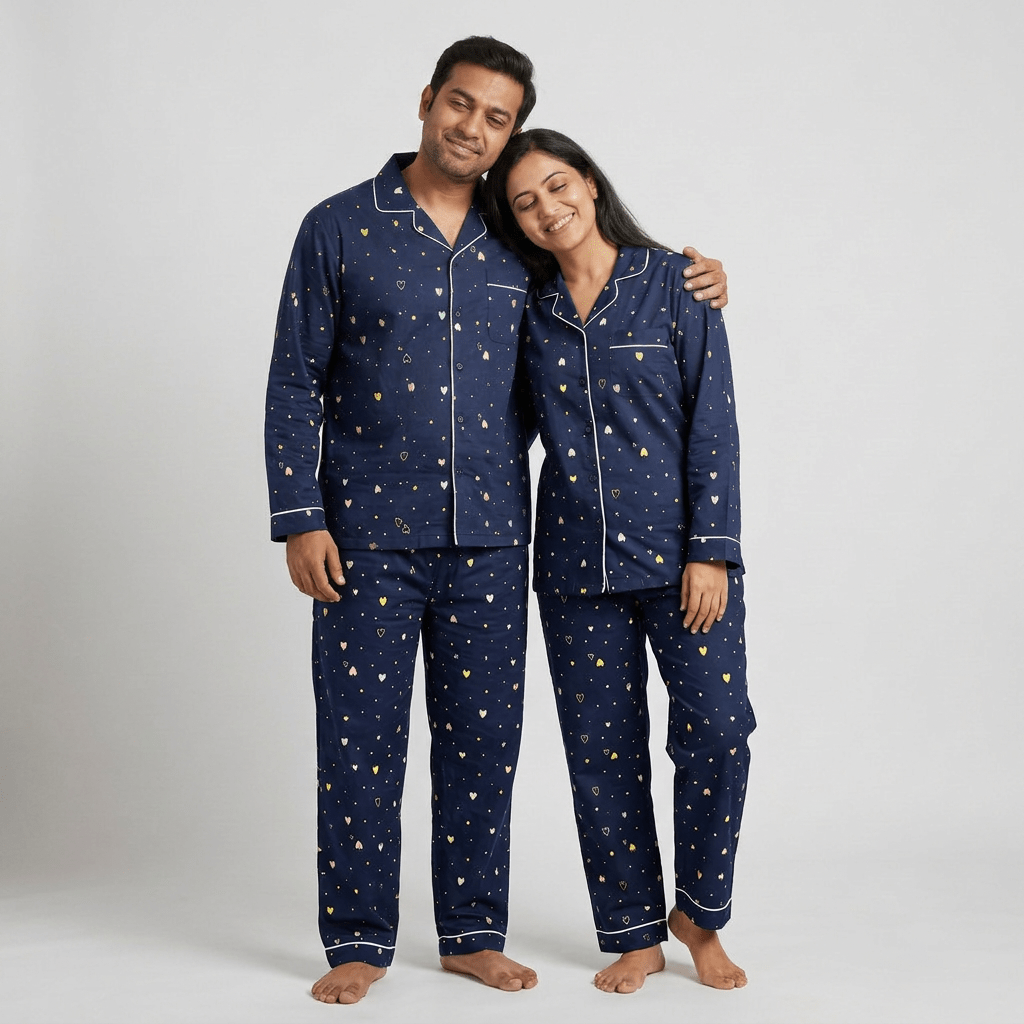 The two of you in matching Hearty Delight full-sleeve night suit