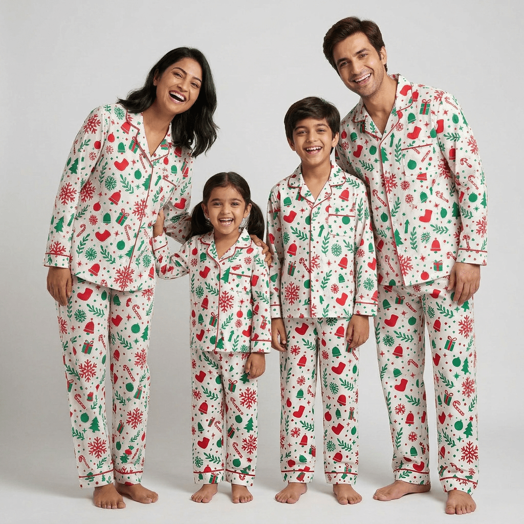 Pajama Tribe Holiday Cheer matching family pajamas
