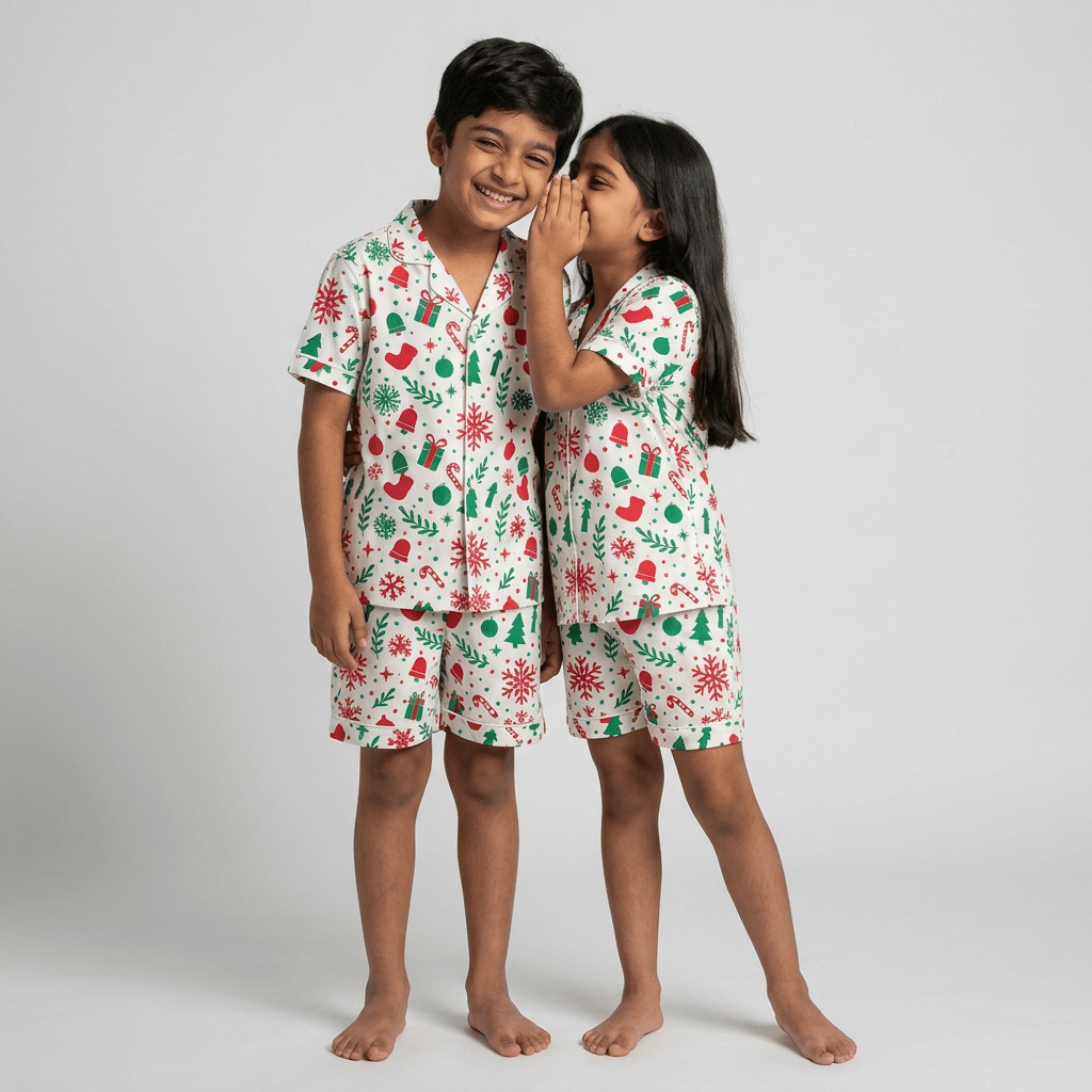Pajama Tribe Holiday Cheer bro and sis pajama set