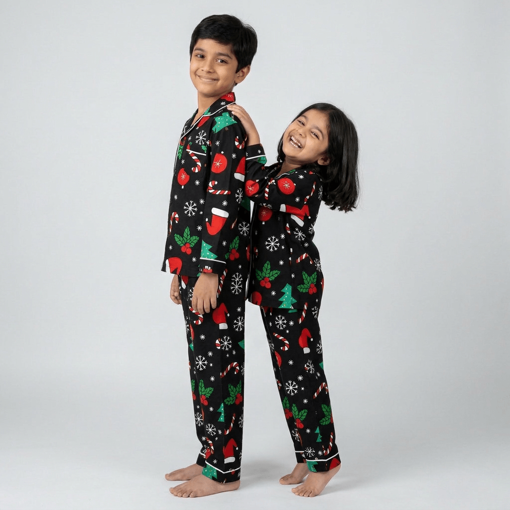 Pajama Tribe Holly Jolly bro and sis pajama set