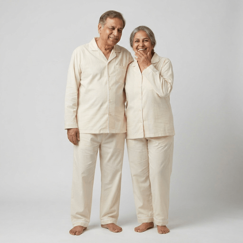 Matching Ivory Cream full-sleeve night suit for your parents