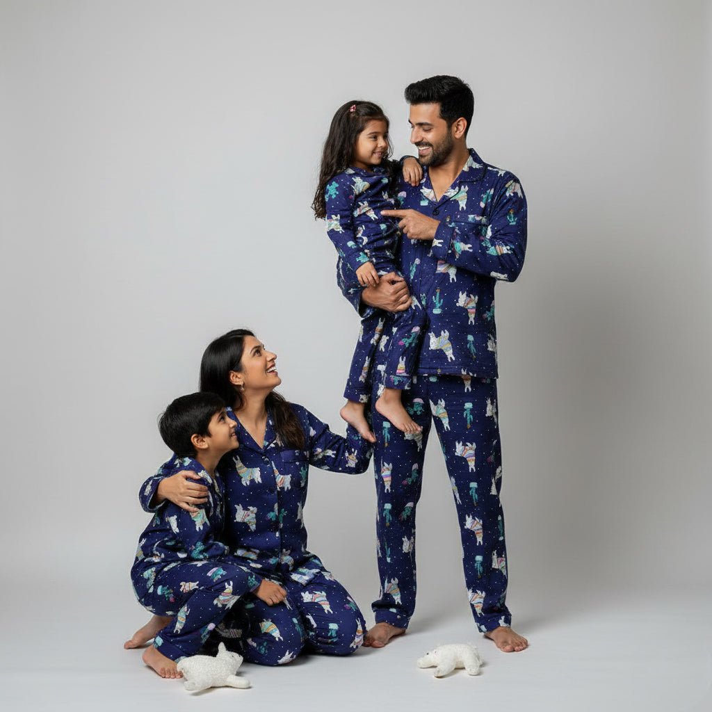 Matching Llama Drama Flannel full-sleeve night suit for mumma, papa and the little ones