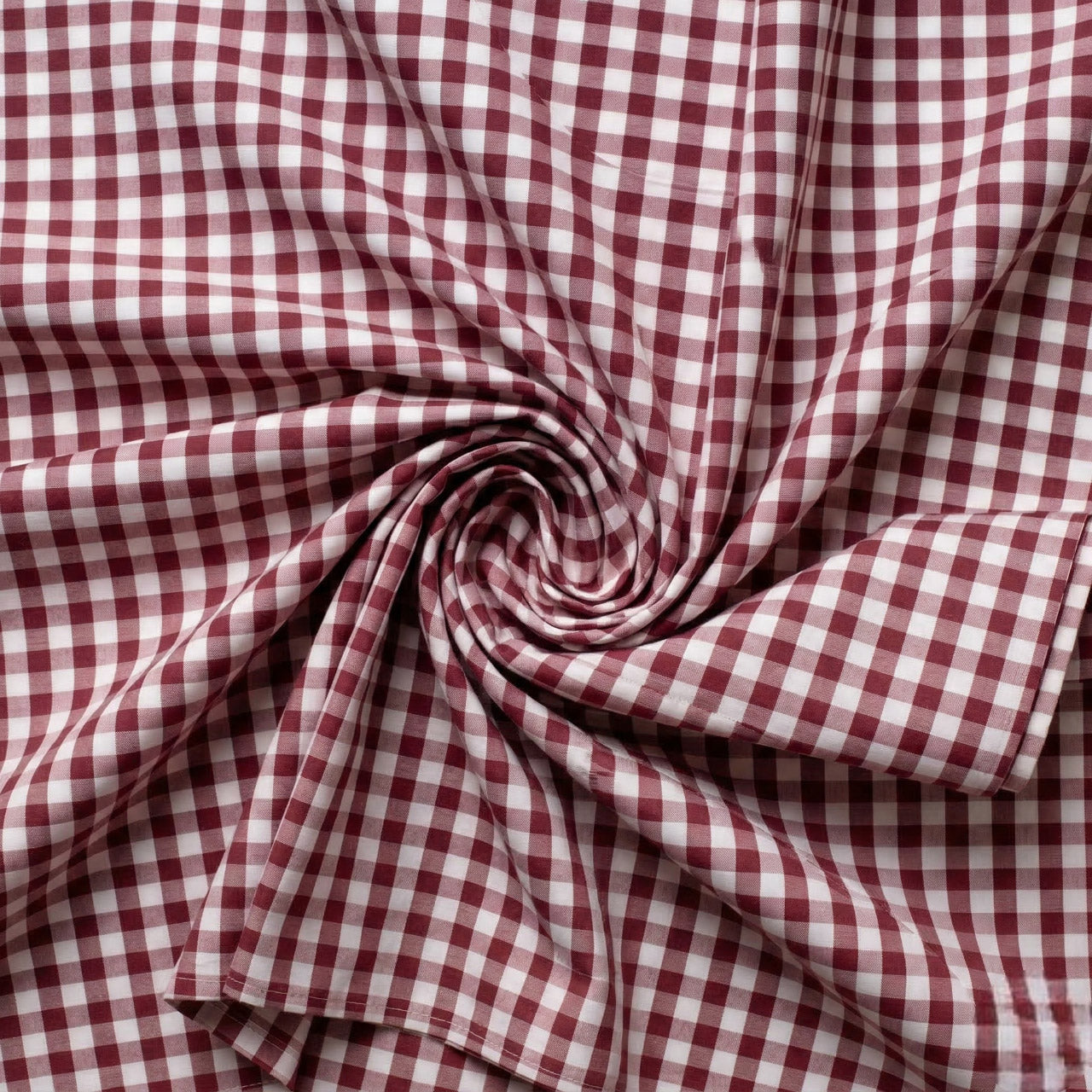 Close-up of maroon and white checkered fabric
