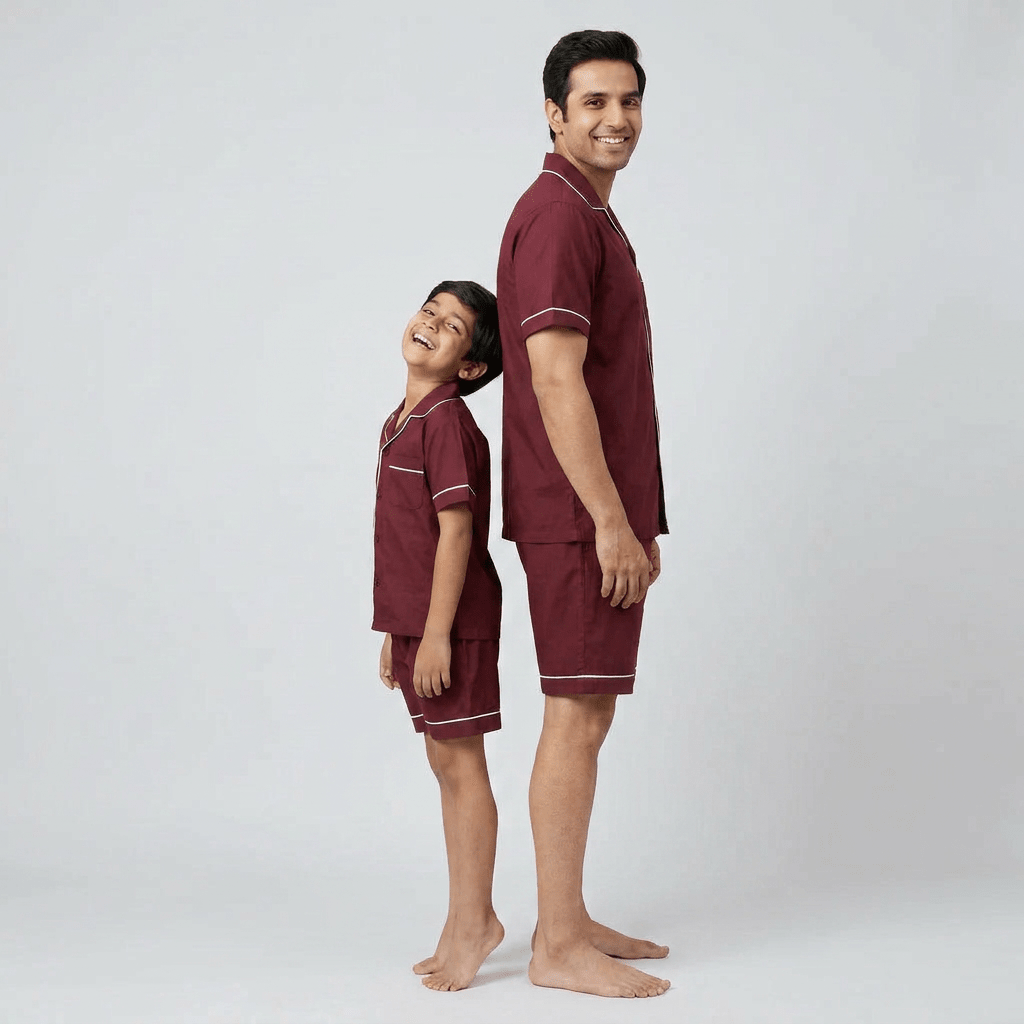 Pajama Tribe Maroon father son night suit