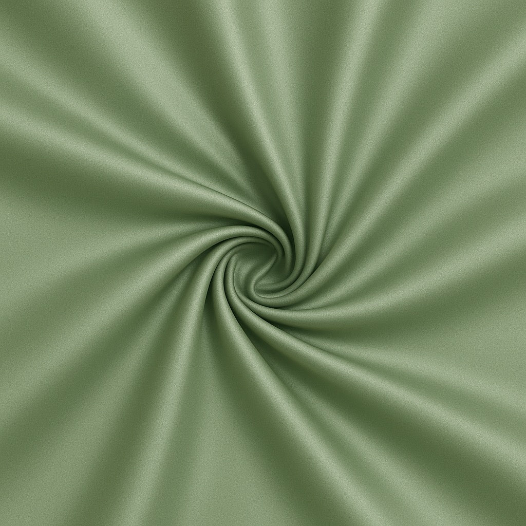 Matcha green satin fabric with a swirl pattern