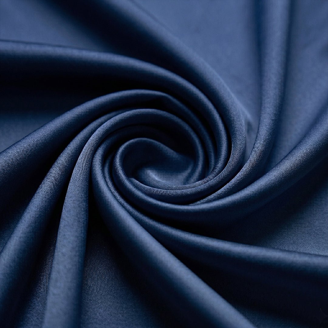 Husband and wife twinning in Navy Blue Satin night suit by Pajama Tribe
