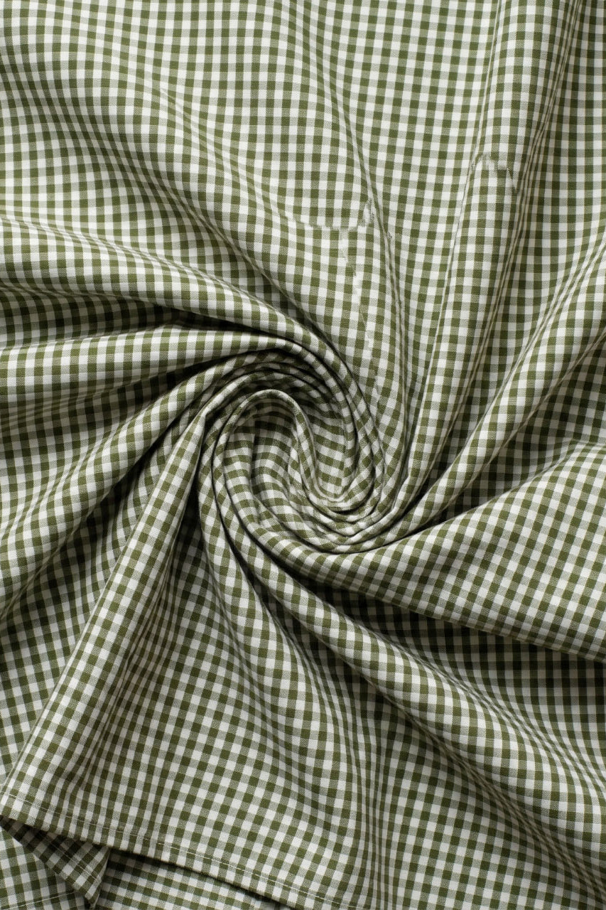 Close-up of green and white checkered fabric