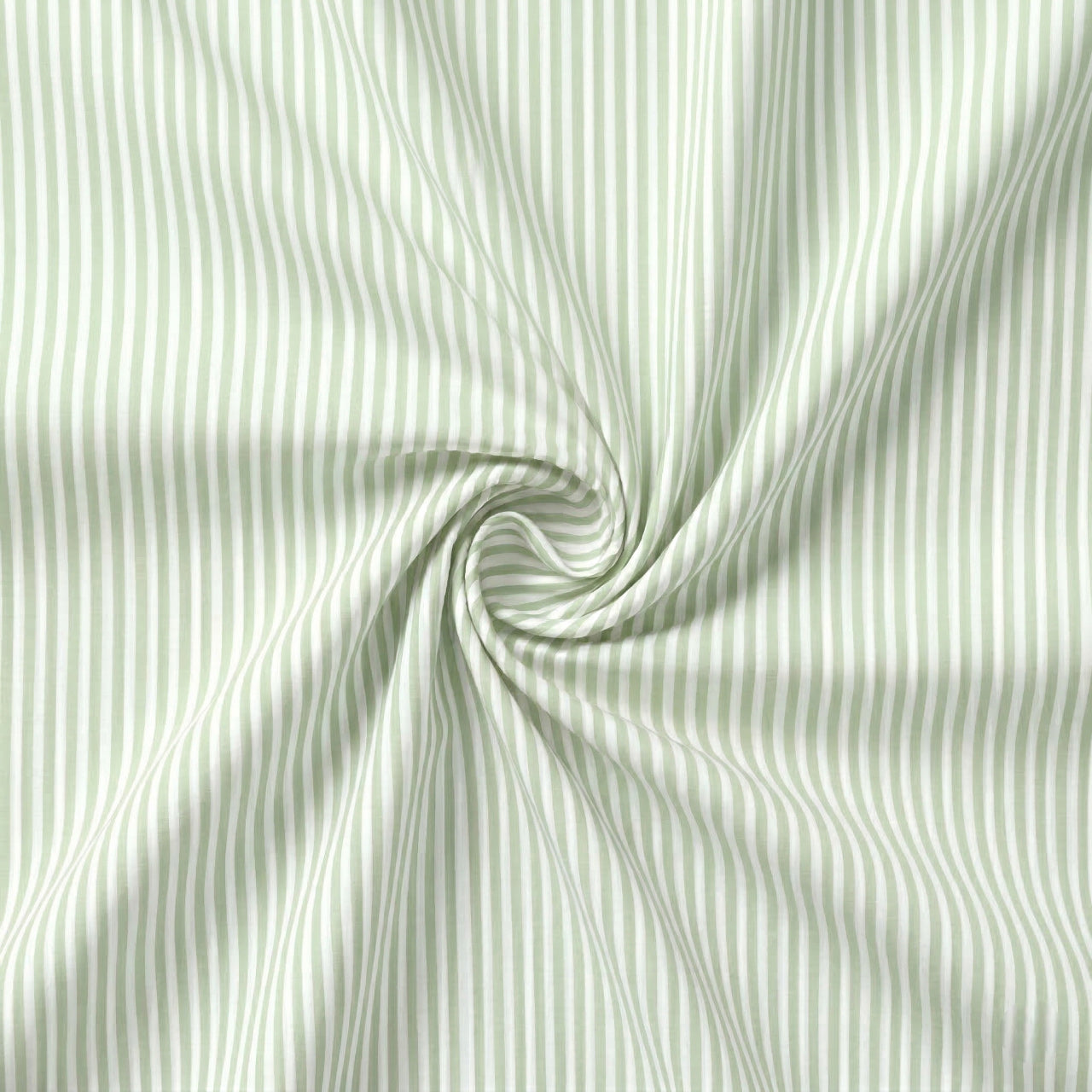 Close-up of green striped fabric with a prominent swirl.