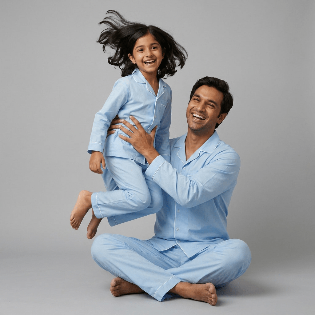 Pajama Tribe Powder Blue father daughter night suit